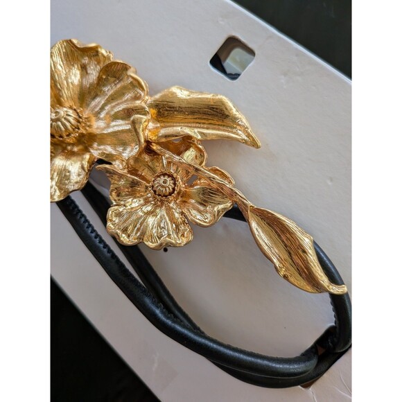 ZARA Belt Women's SS25 Golden Flower Black Cord Statement Glam - Picture 4 of 10